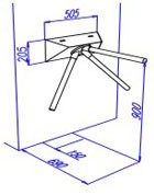 Турникет-трипод ОМА 26.461 настенный - размеры