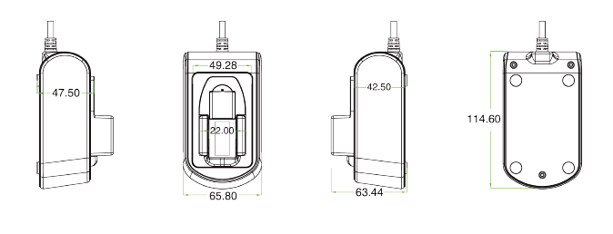 Габаритные размеры биометрического сканера отпечатков пальцев/вен ZK FV1000