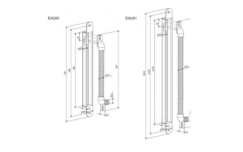 Размеры Abloy EA280, EA281