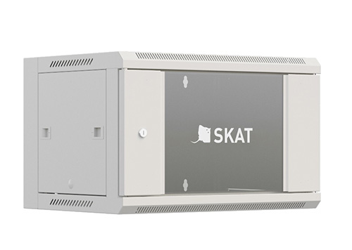 SKAT TB-6W645GF-G Шкаф настенный телекоммуникационный 6U 600х450х370мм, дверь стеклянная
