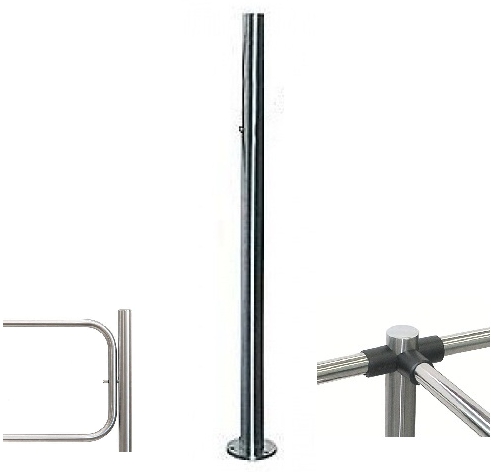 PERCO-BH02 2-16 Трехсторонняя стойка поворотной секции с 6 отверстиями под стопорный механизм