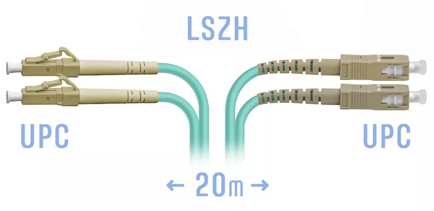 SNR-PC-LC/UPC-SC/UPC-MM-DPX-20m Патчкорд оптический LC/UPC-SC/UPC MM Duplex 20 метров