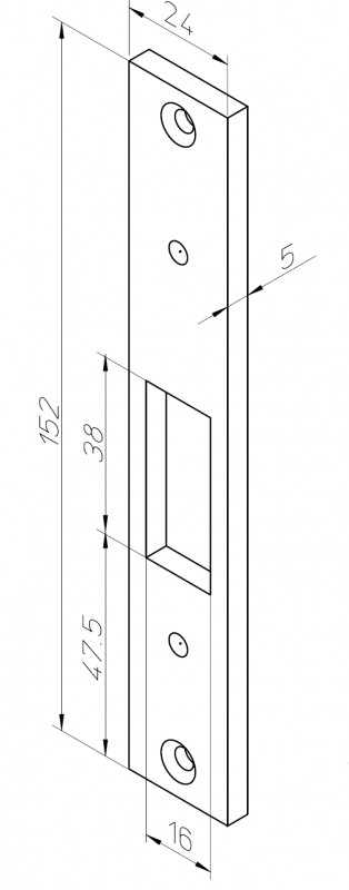 Размеры ответной запорной планки Abloy 4614
