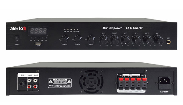 ALT-180BT/FAM усилитель 180Вт, USB, FM тюнер, Bluetooth, 3 зоны, Модуль сопряжения FAM-01