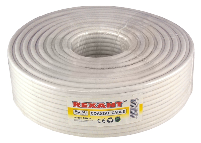 RG-6U кабель (100м) , CU, белый 03-978