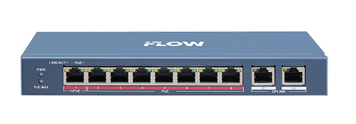 F-SW-EU410HPOE-V коммутатор неуправляемый, 8 портов 10/100M RJ45 PoE, 2 uplink порта 10/100M RJ45