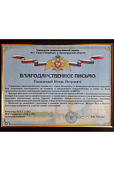 Группа компаний АЛПРО получила благодарность от Управления вневедомственной охраны войск национальной гвардии Российской Федерации по г. Санкт-Петербургу и Ленинградской области